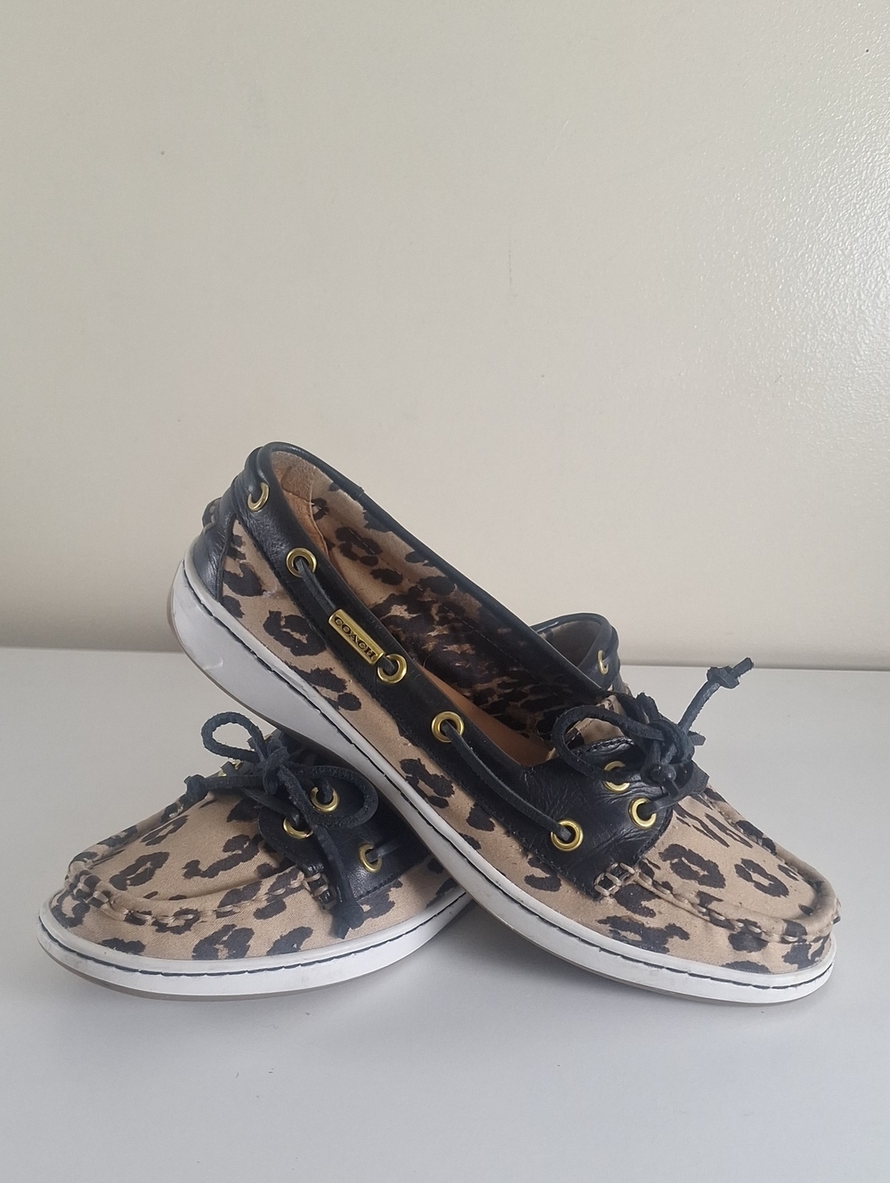 COACH "Richelle" Leopard Print Boat Shoes / Deck Shoes 🐾⛵ Size 9